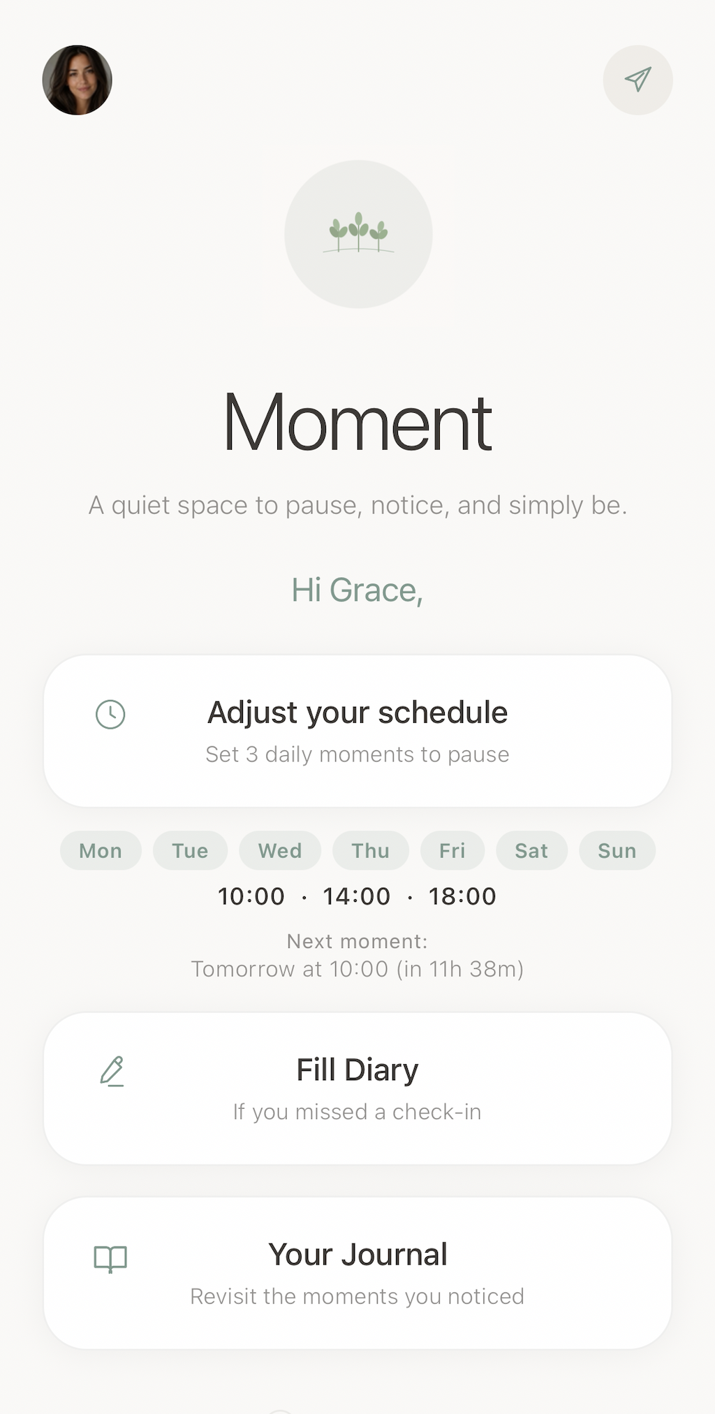 Moment app — set daily times to pause