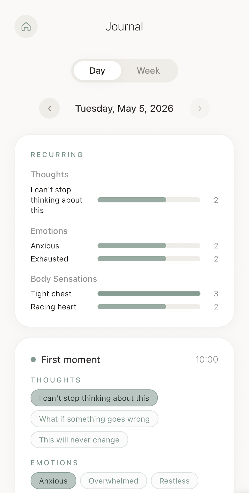 Moment app — see your weekly patterns